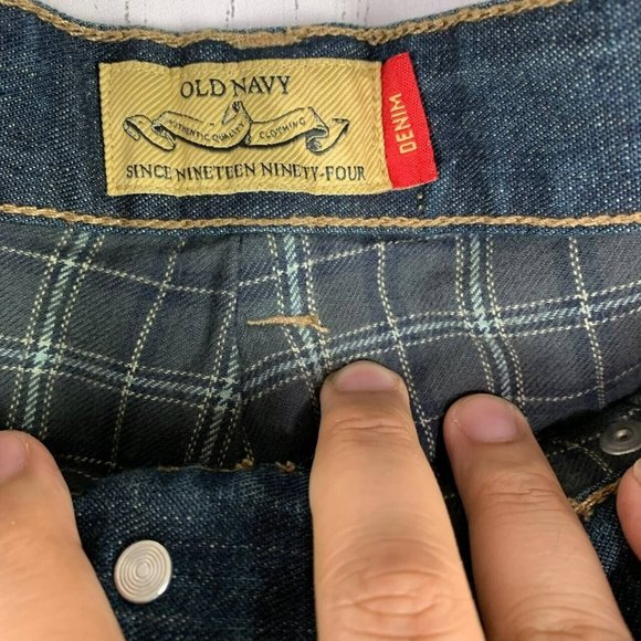 Old Navy 33 Straight‎ Fit Blue Jeans Pants Denim Mens - Picture 4 of 12